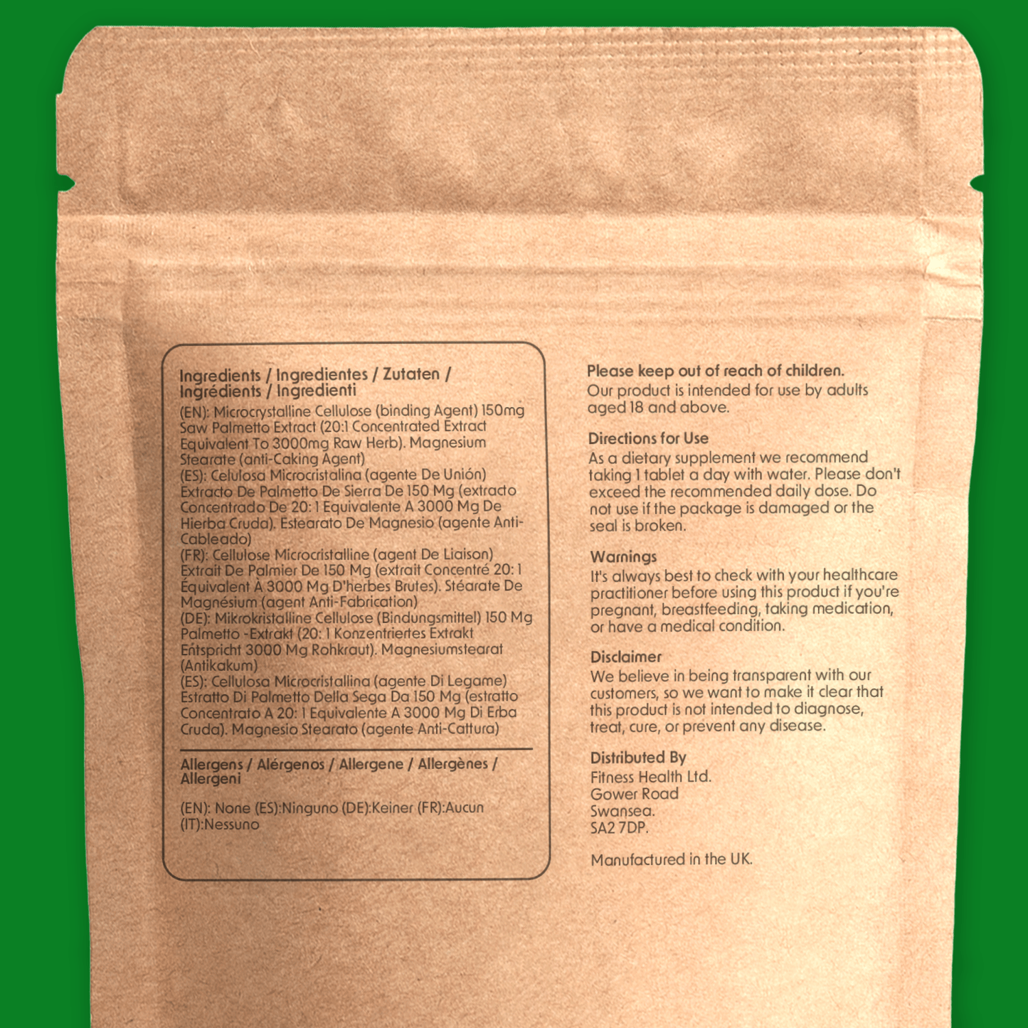 Saw Palmetto 3000mg Tablets Vegan - Urinary Tract Prostate - Fitness Health