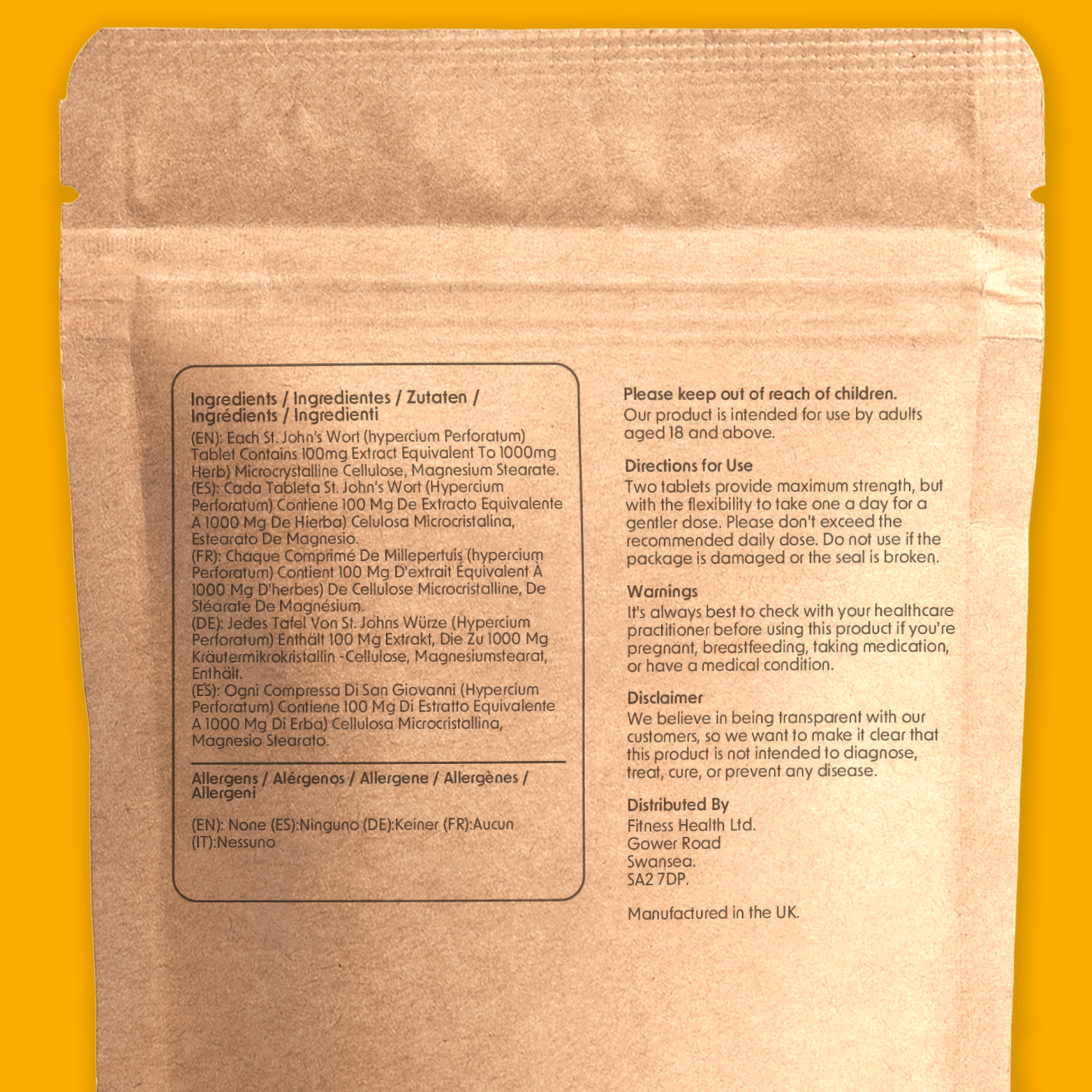 St Johns Wort Extract tablets 1000mg - Fitness Health