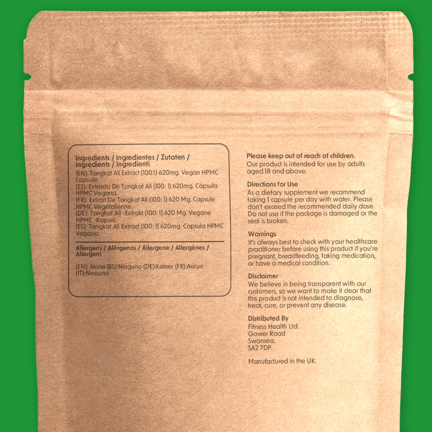 Tongkat Ali Extract 200 to 1 for Men (Longjack) - Fitness Health