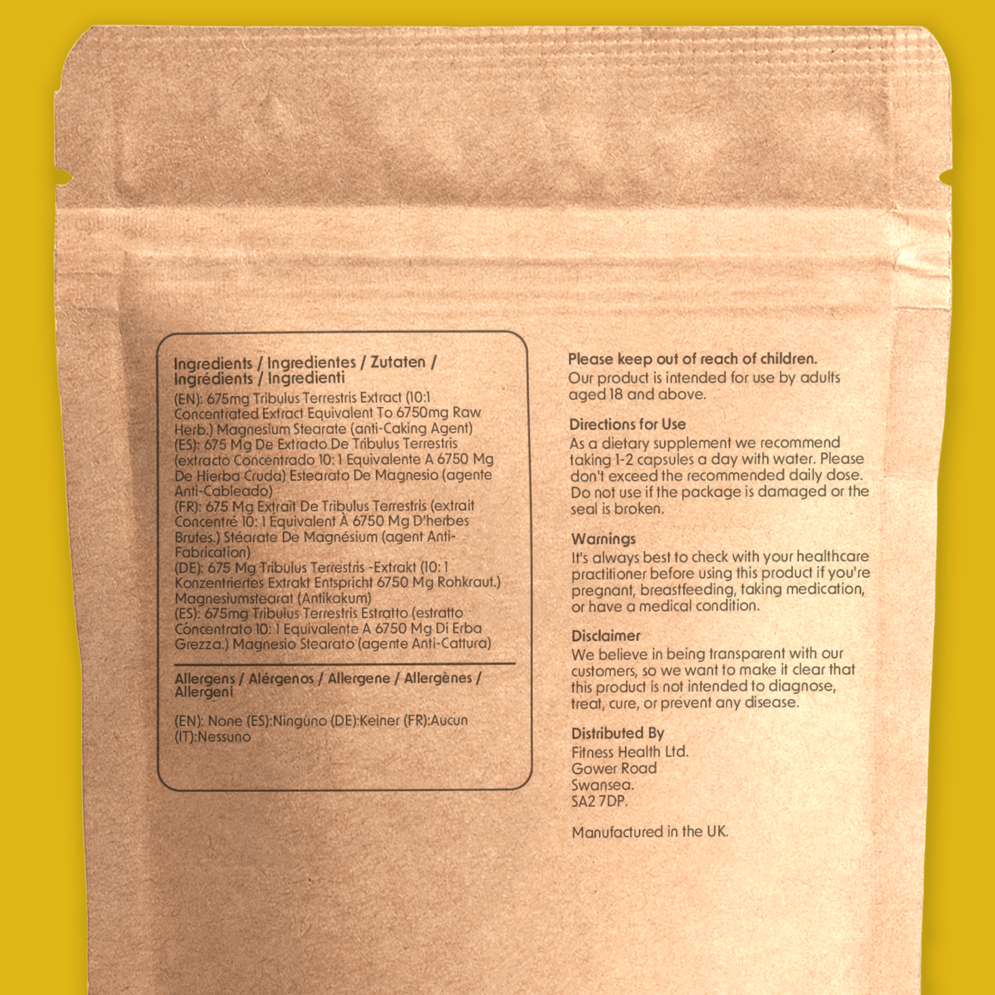 Tribulus Terrestris 6750mg Capsules - Fitness Health