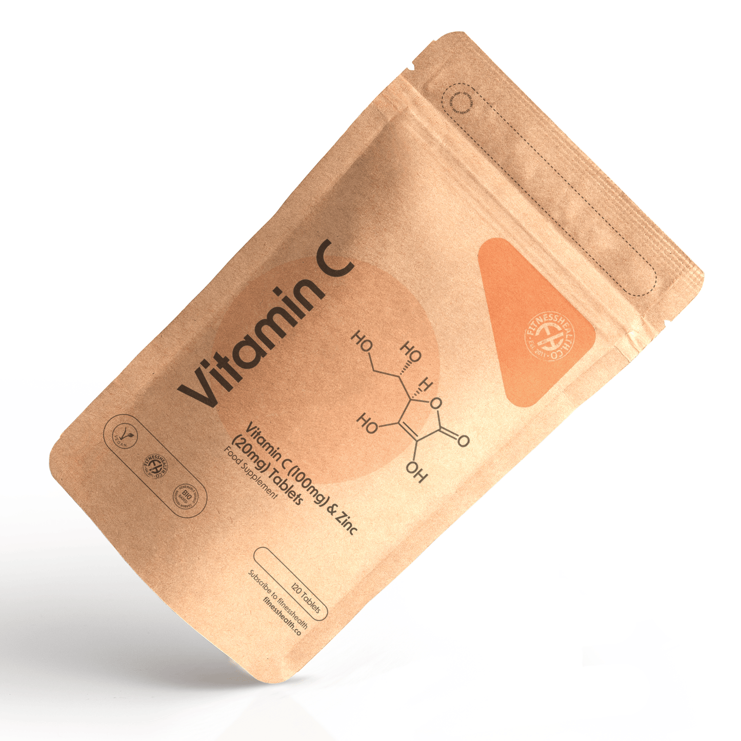Vitamin C 100mg & Zinc 20mg - Natural Immune Boost Vegan - Fitness Health
