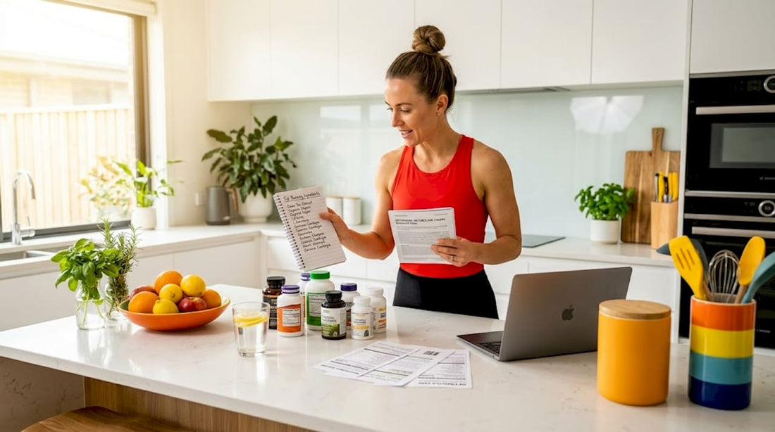 Woman reviewing fat burning supplement checklist