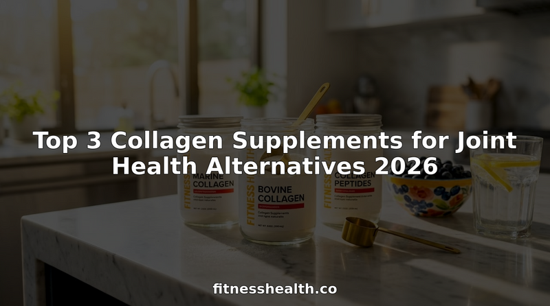 Collagen supplement jars and powder on kitchen counter