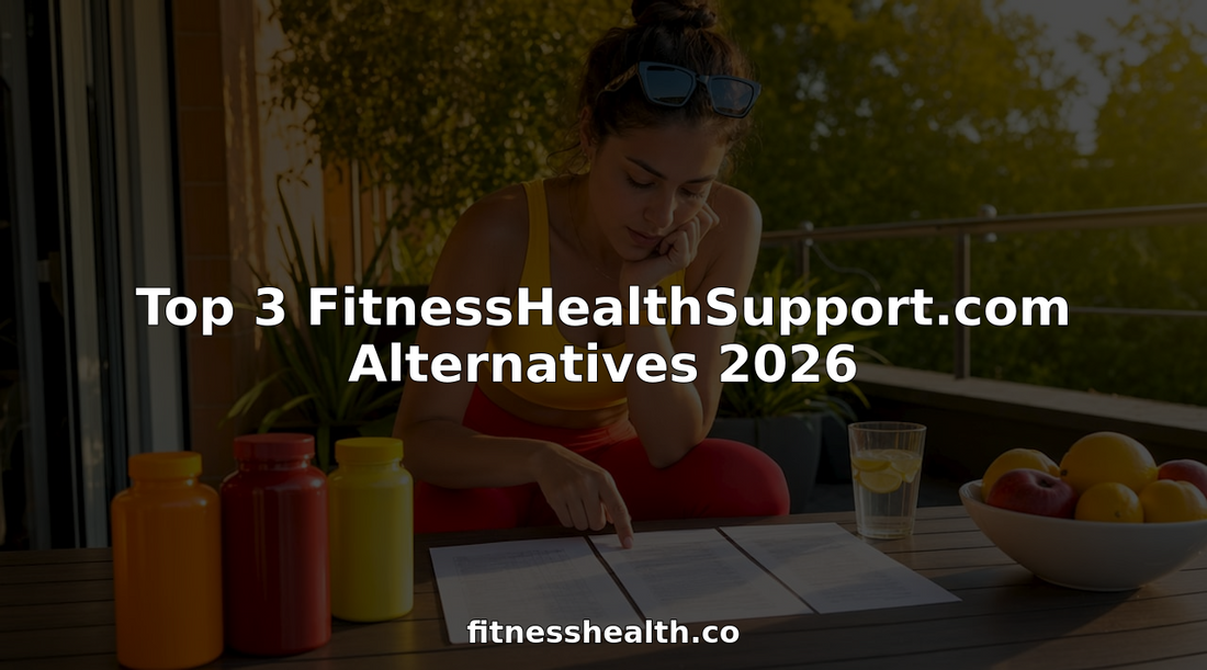 Woman comparing dietary supplements at kitchen table
