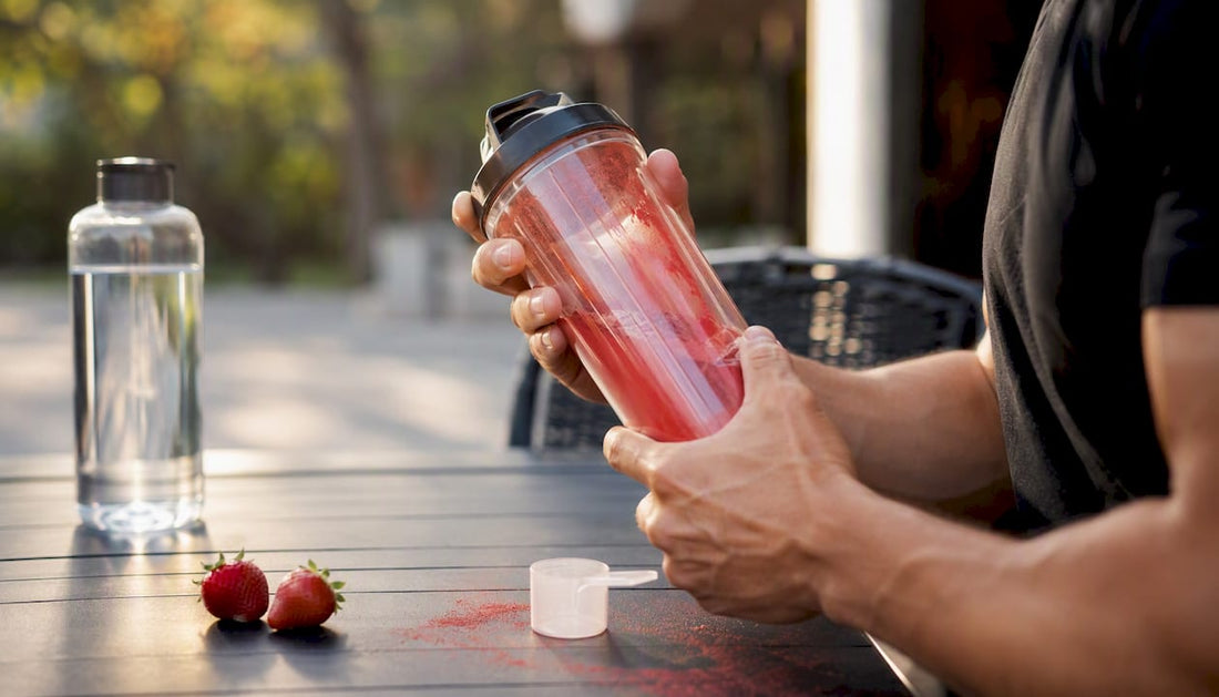 Athlete preparing carbohydrate recovery drink
