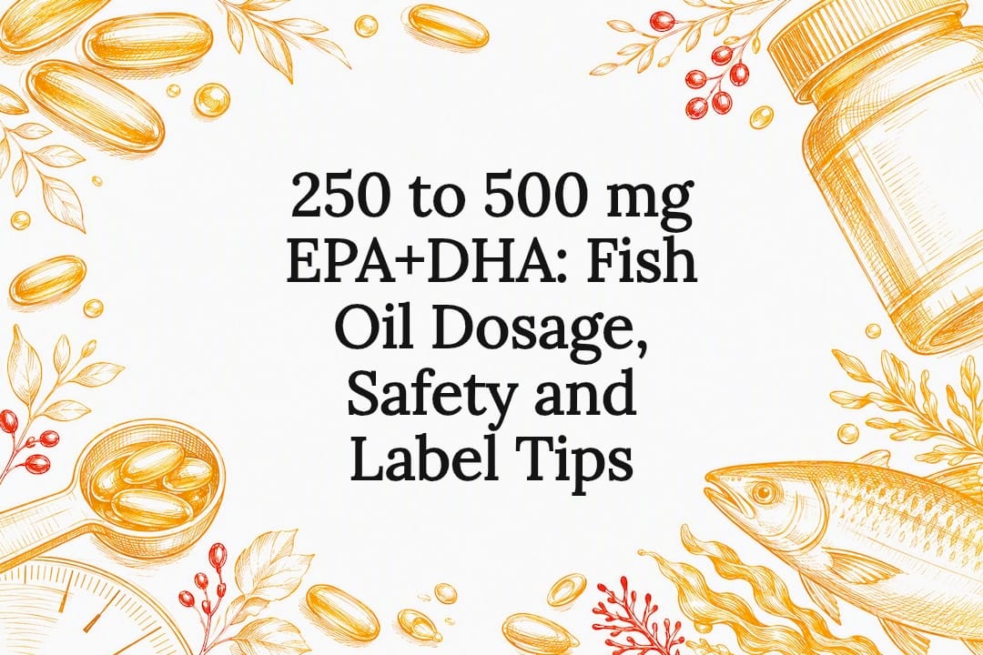 Decorative fish oil dosage title card
