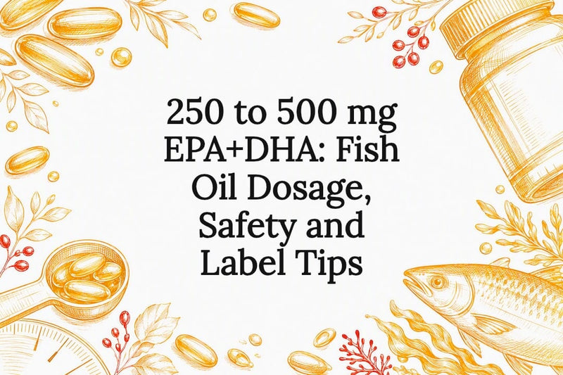 Decorative fish oil dosage title card