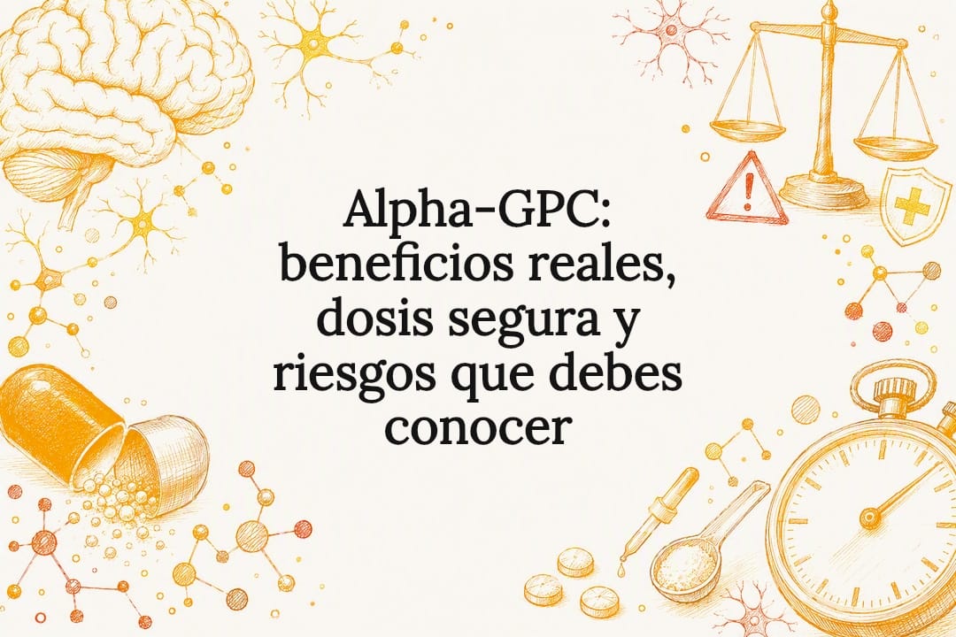 Tarjeta ilustrativa sobre Alpha-GPC y sus riesgos