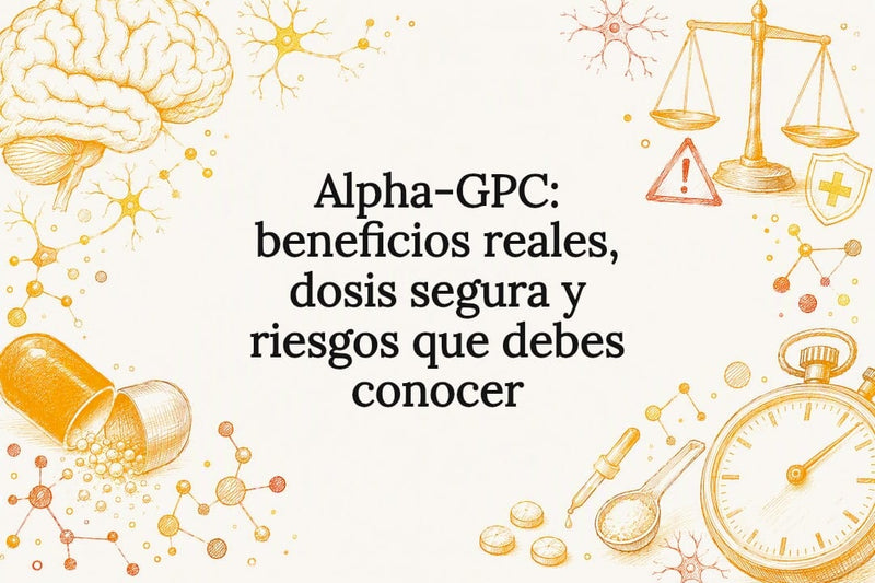 Tarjeta ilustrativa sobre Alpha-GPC y sus riesgos