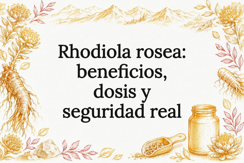 Tarjeta ilustrativa de raíz de rhodiola