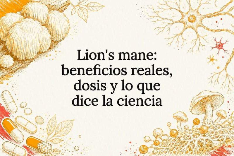 Tarjeta ilustrada del hongo melena de león