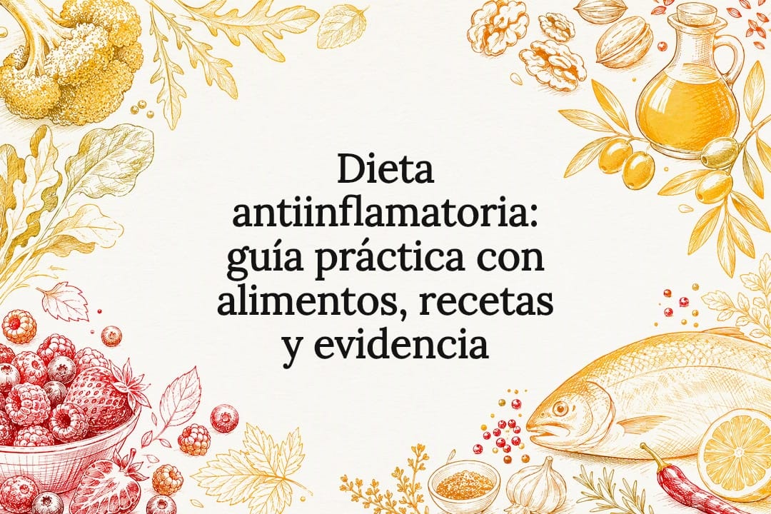 Ilustración decorativa de alimentos con propiedades antiinflamatorias