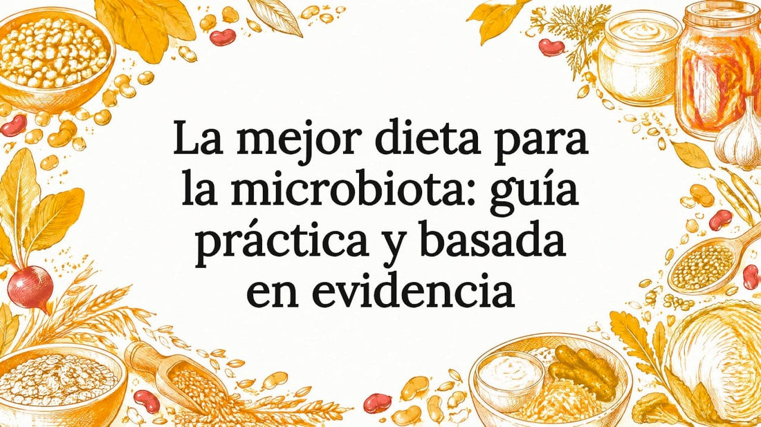 Tarjeta ilustrativa sobre dieta y microbiota