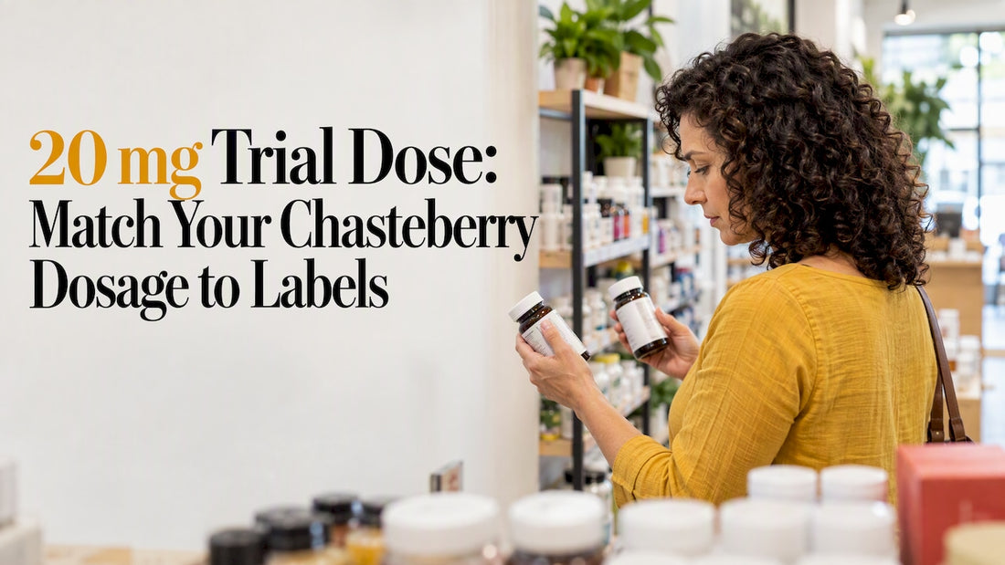 Shopper comparing chasteberry supplement bottles