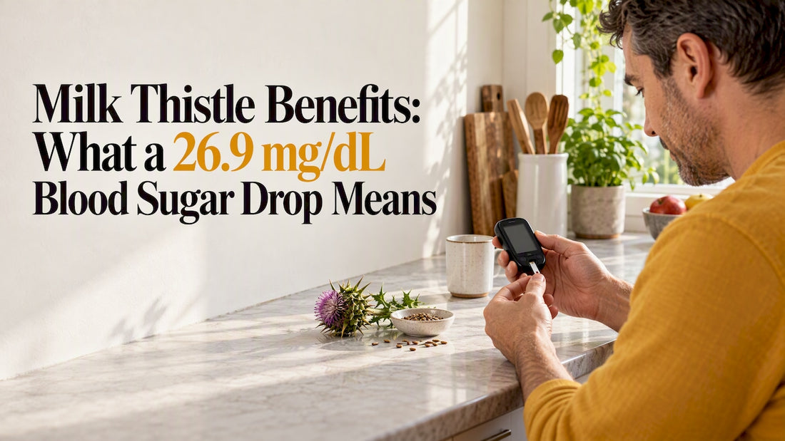 Adult checking glucose beside milk thistle seeds
