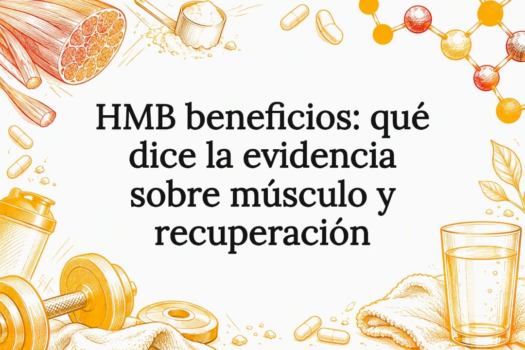 Tarjeta ilustrativa sobre HMB, músculo y recuperación
