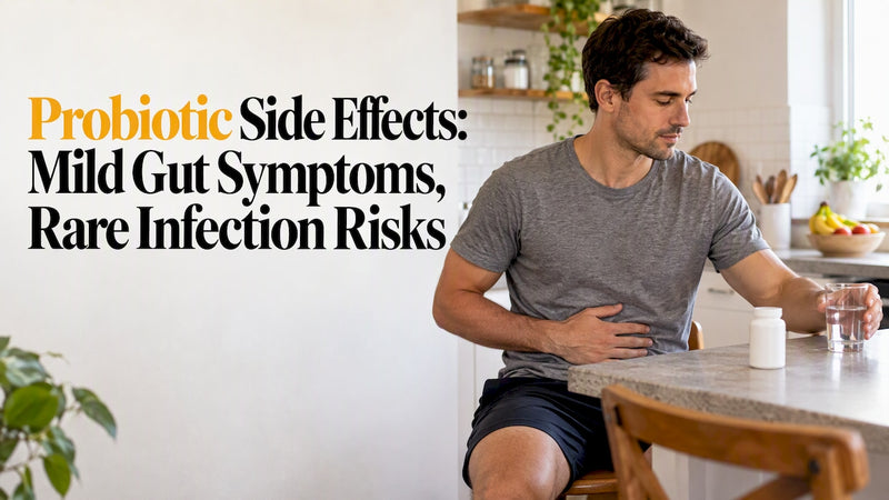 Man experiencing mild discomfort after probiotic use