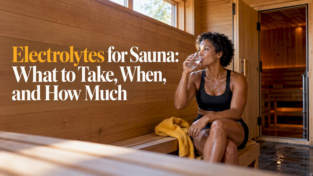 Woman drinking water beside a sauna
