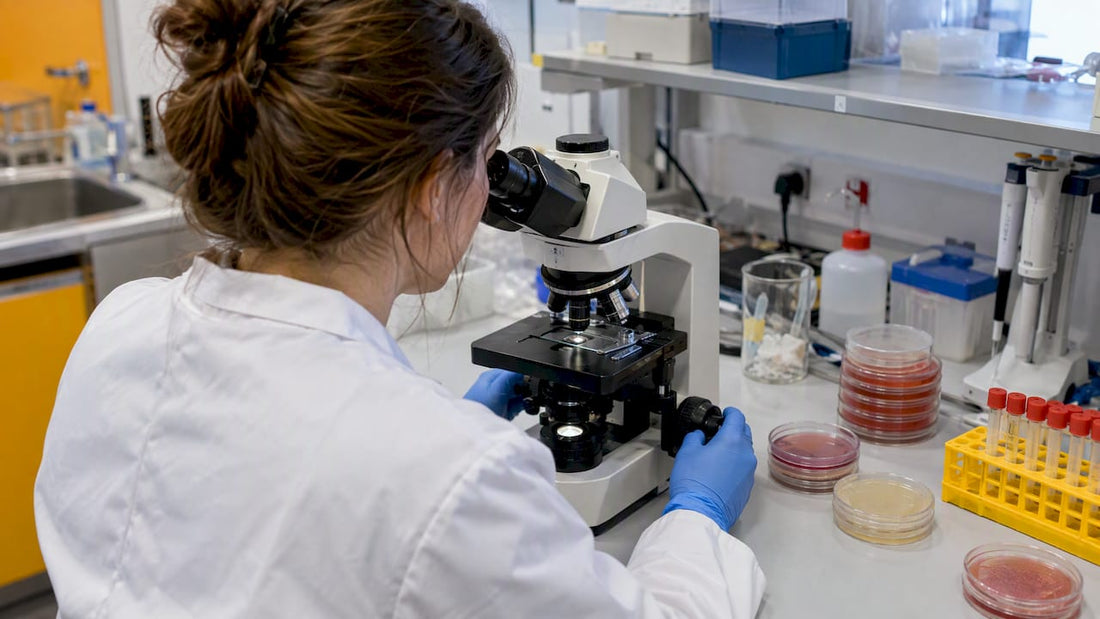 Microbiologist examining a bacterial culture