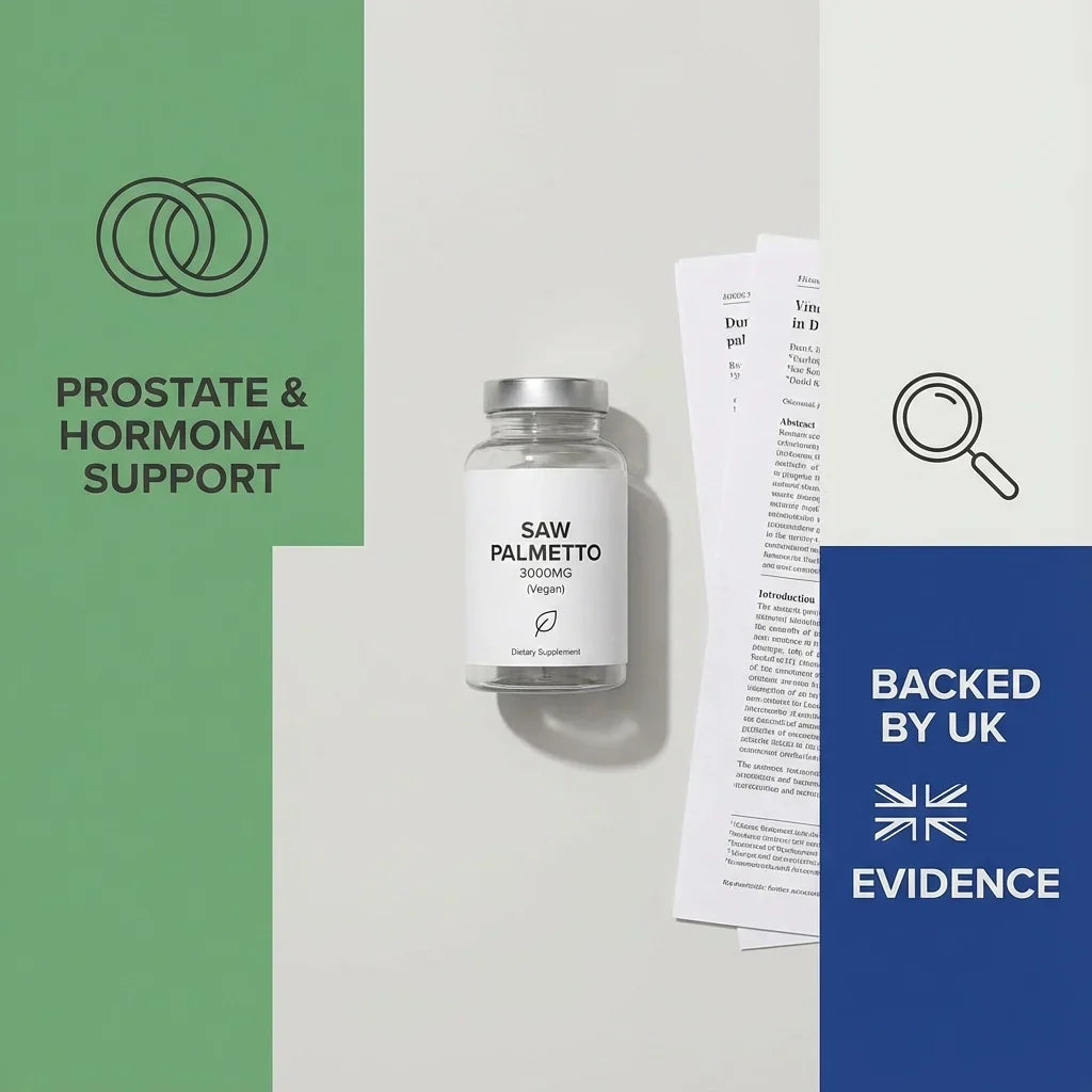 Image showcasing Saw Palmetto 3000mg (Vegan): Prostate & Hormonal Support Backed by UK ...