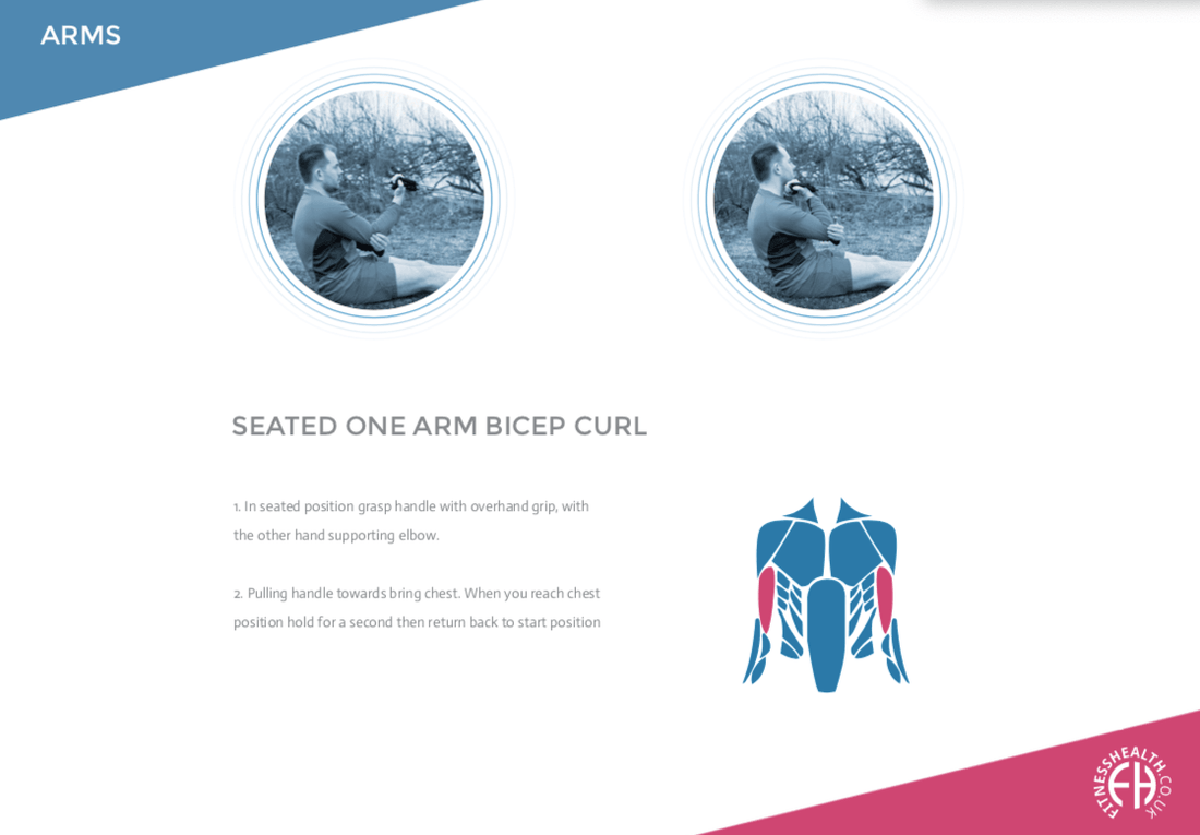 SEATED ONE ARM BICEP CURL - Fitness Health 
