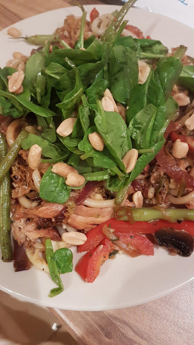 Stir fried chicken with udon noodles - Fitness Health 