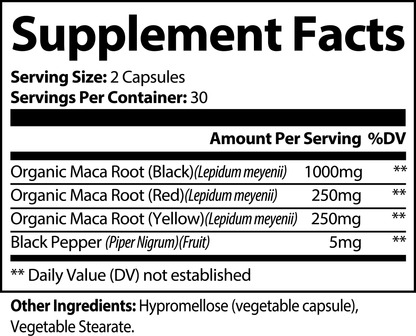 Maca Plus 1500mg - Triple Root Complex - Energy + Vitality Support Formula *