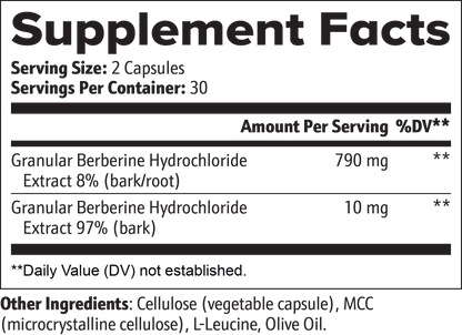 Berberine HCL 1500mg - Blood Sugar & Heart Health Support - Metabolism Booster *