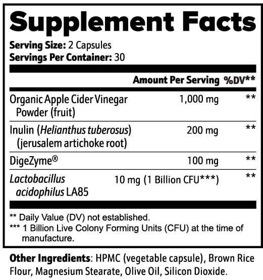 Gut Health Complex - Apple Cider Vinegar + Probiotics + Enzymes - Digestive Formula *