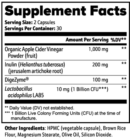 Gut Health Complex - Apple Cider Vinegar + Probiotics + Enzymes - Digestive Formula *