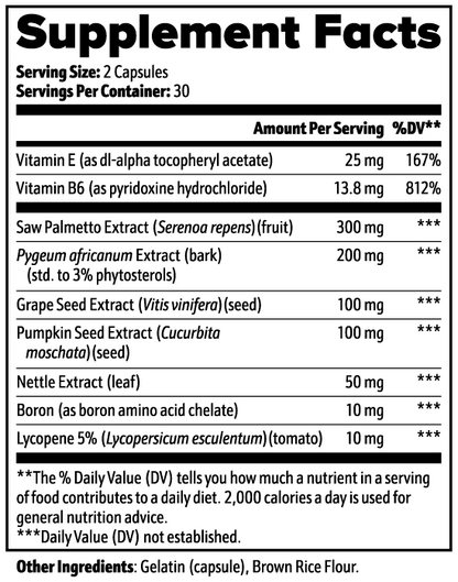 Prostate Support Complex - Saw Palmetto + Pygeum + Nettle - Men's Health Formula *
