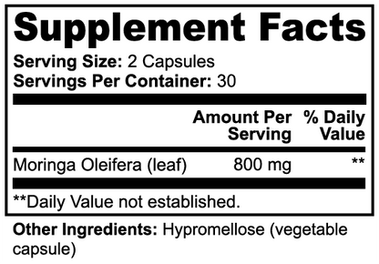 Organic Moringa Leaf Capsules - Pure Plant Superfood - Vegan Nutrition Support *