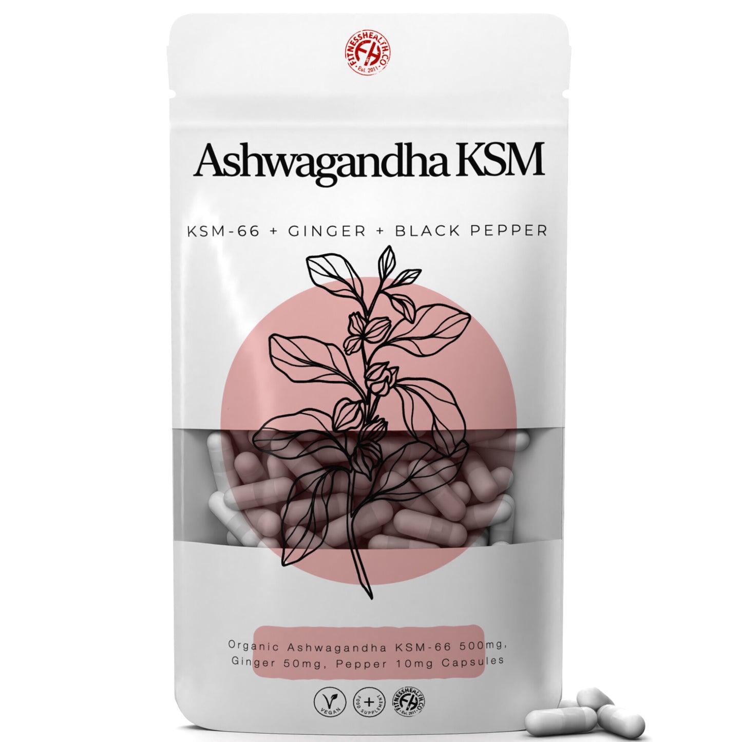 Organic Ashwagandha KSM 66 | 3-in-1 Complex | with Black Pepper & Ginger Extract – 5% Withanolides | Premium Stress Support Supplement