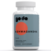 Supplement bottle labeled 'Ashwagandha' with a gray and red design on a white background