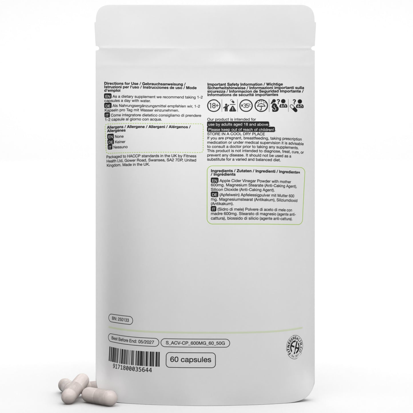 Apple Cider Vinegar 600mg Capsules with The Mother