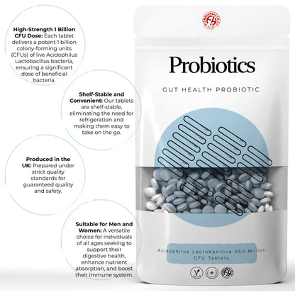 Acidophilus Lactobacillus 550 Million Probiotic Tablets