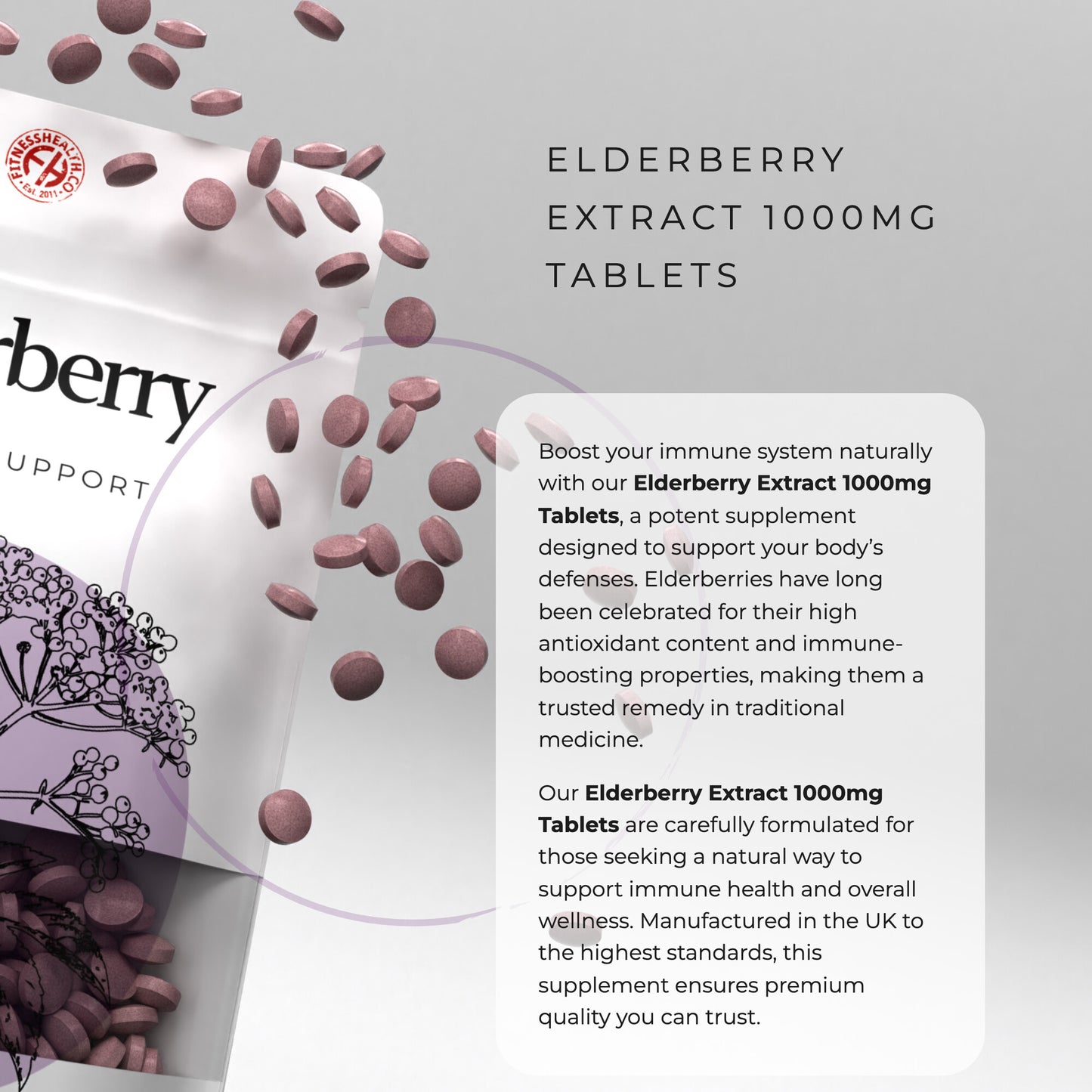 Elderberry Extract Tablets 1000mg High Strength