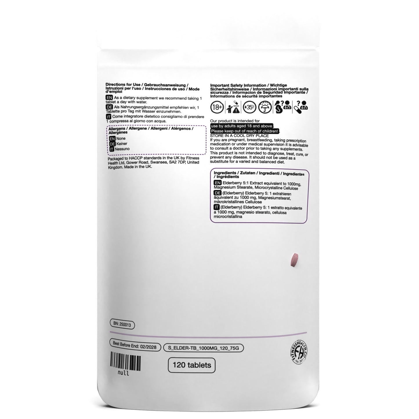 Elderberry Extract Tablets 1000mg High Strength