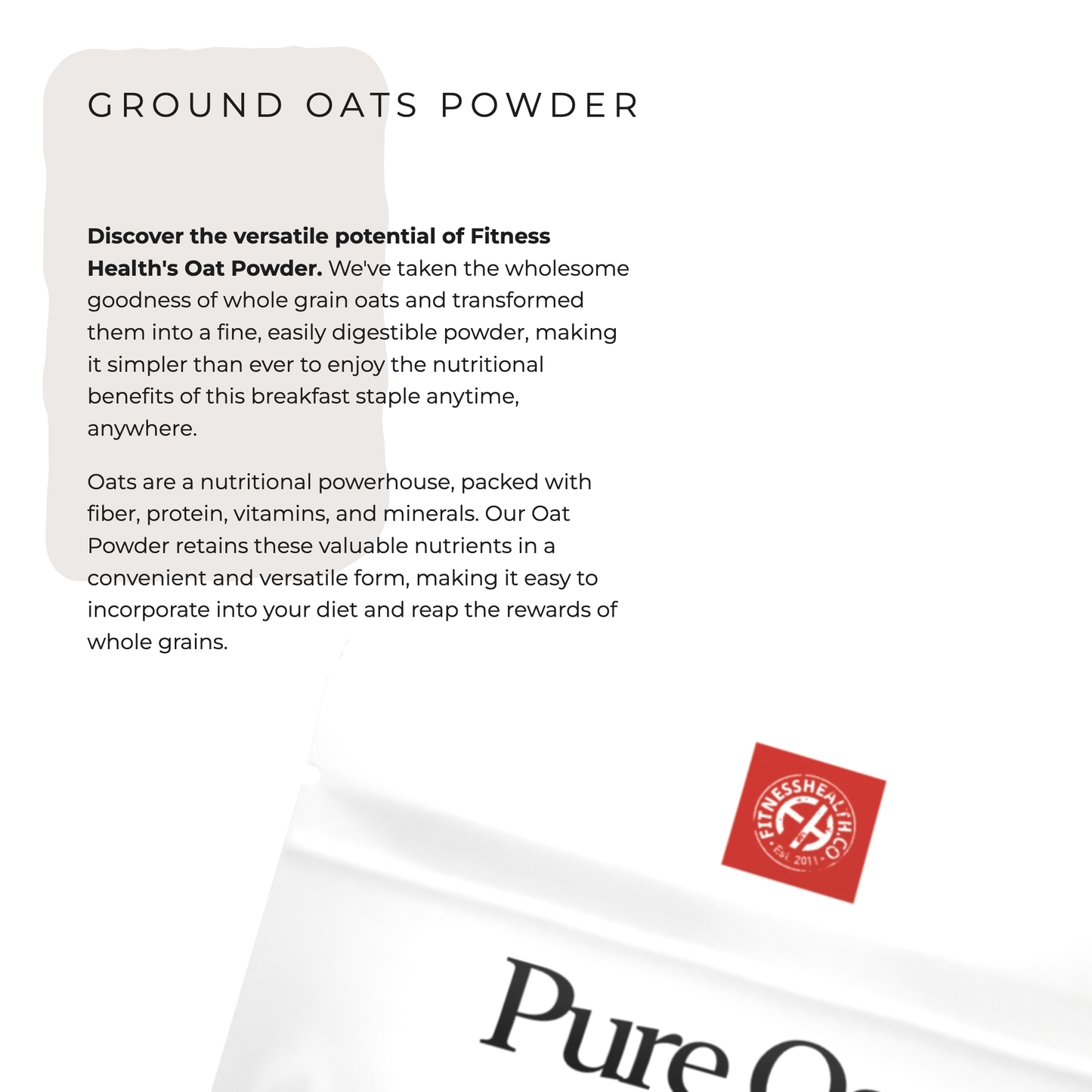 Ground Fine Natural Scottish Porridge Oats Powder - Instant Oats All Natural