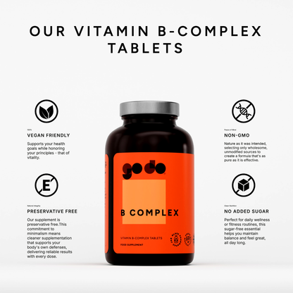 Vitamin B Complex Tablets - Essential B Vitamin Formula Natural Energy