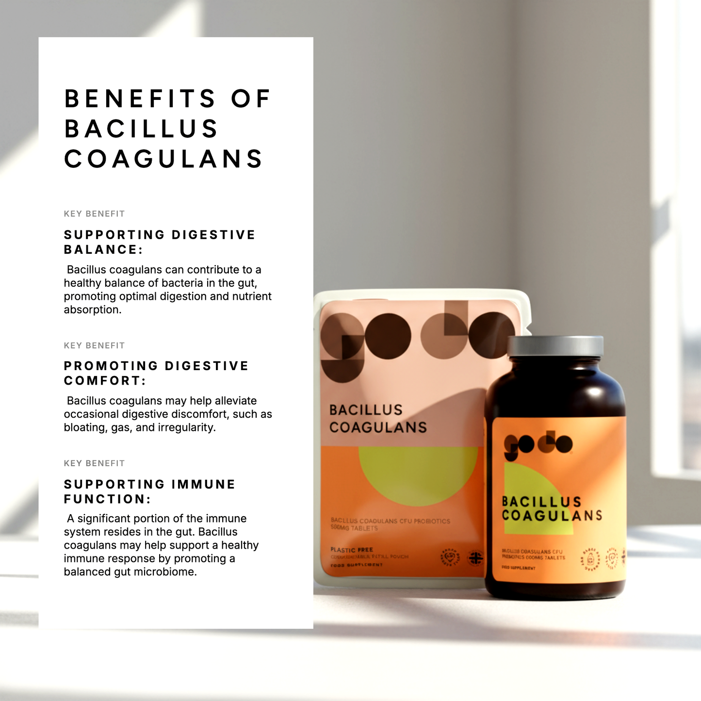 Bacillus Coagulans Probiotic Tablets - Natural Probiotic Formula - UK Made Vegan