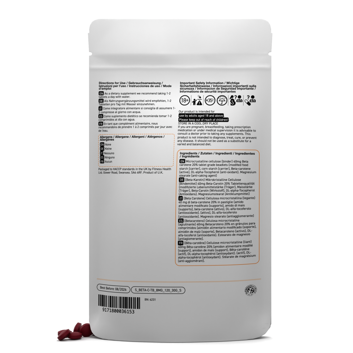 Beta Carotene 8mg Tablets