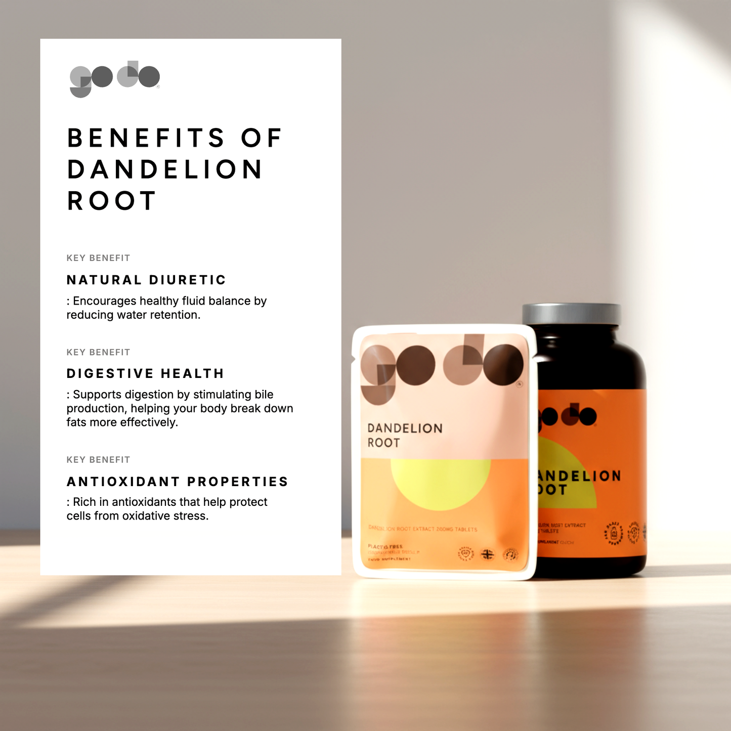 Diuretic Support & Digestive Health - Dandelion Root Extract 250mg Tablets - UK Made Vegan