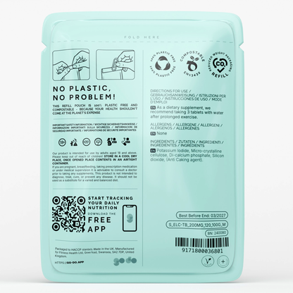 Electrolyte Potassium Tablets 400mcg Vegan Friendly Nervous System Support