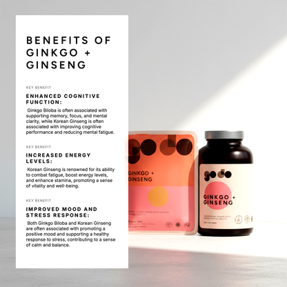 Cognitive & Energy Support - Ginkgo Biloba 3000mg with Ginseng 1000mg Tablets