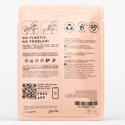 Cognitive & Energy Support - Ginkgo Biloba 3000mg with Ginseng 1000mg Tablets