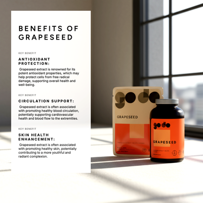 Antioxidant & Cardiovascular Support - Grapeseed Extract 12000mg Tablets - UK Made Vegan