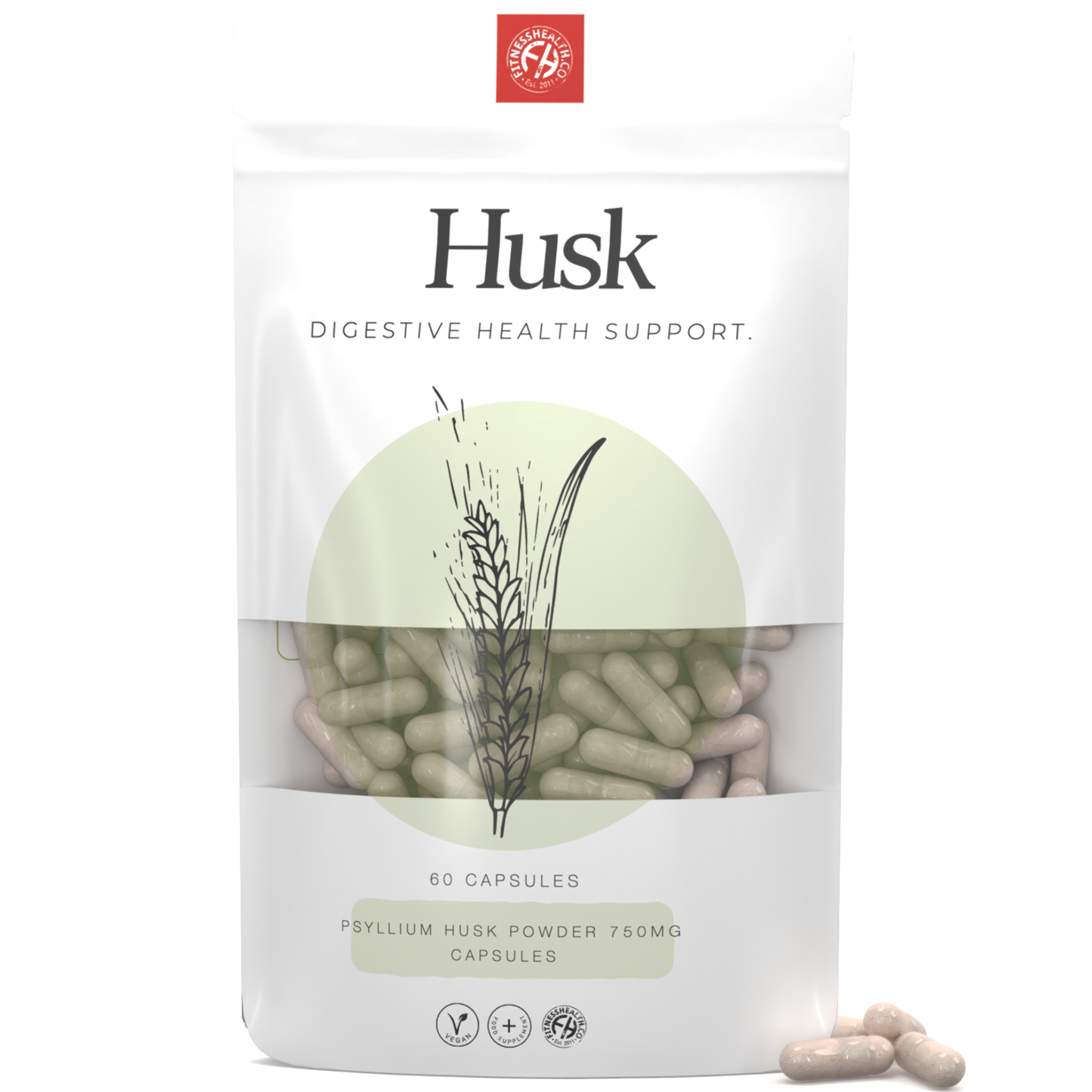 Psyllium Husk 750mg Capsules - 100% Pure Natural Fibre