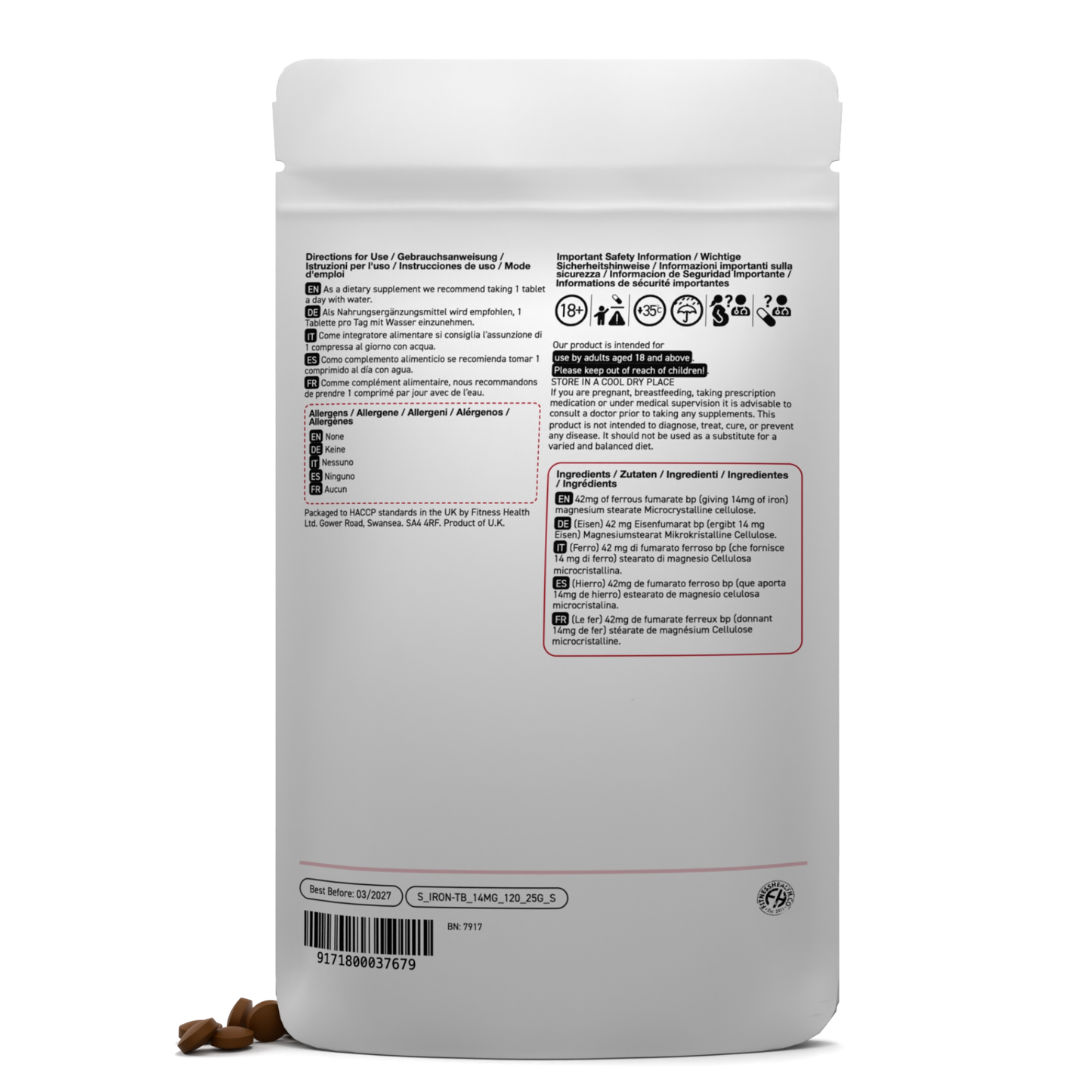 Iron 14mg Tablets - ONE a day