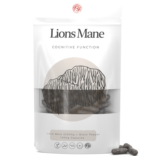 Lions Mane 2250mg & Black Pepper 100mg Capsules